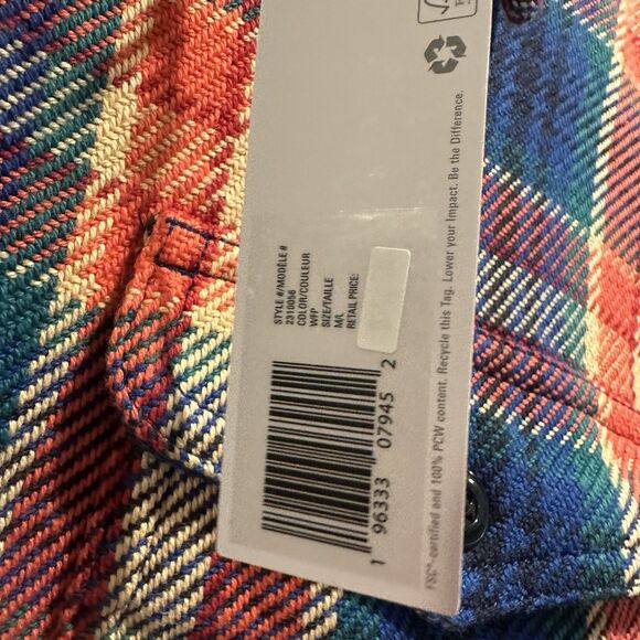 Outerknown Blanket Shirt Womens M/L Red Blue Plaid Flannel Button Up Surf Casual - Picture 4 of 6